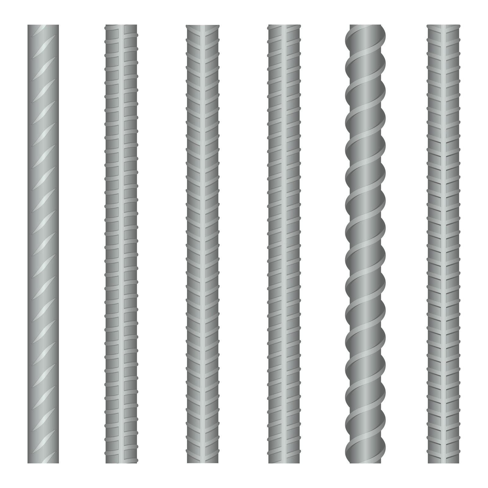 seamless vector steel rebars, reinforcements set