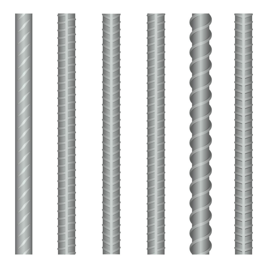 seamless vector steel rebars, reinforcements set